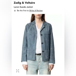 NWT Zadig & Voltaire Laron Suede jacket small steel blue never worn